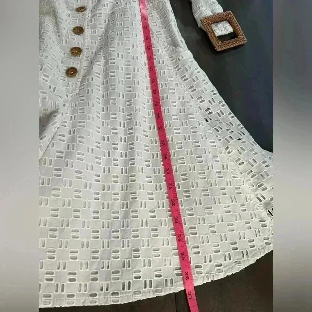 NWT Anthropologie Women’s Ivory Eyelet Lace Belted Romper - Size 4 - Picture 9 of 12